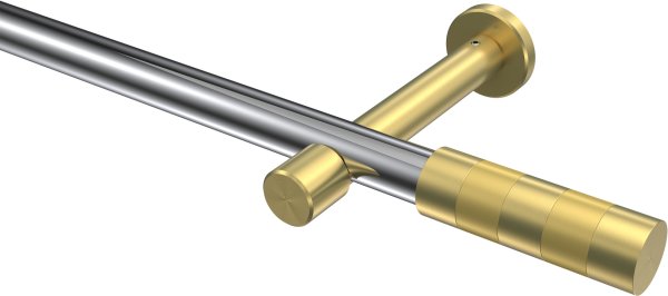 Gardinenstange Metall 20 mm Ø PRESTIGE - Mavell Chrom / Messing-Optik (ohne Ringe) 100 cm