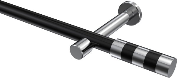 Gardinenstange Metall 20 mm Ø PRESTIGE - Mavell Schwarz / Chrom (ohne Ringe) 100 cm