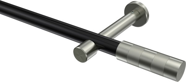 Gardinenstange Metall 20 mm Ø PRESTIGE - Mavell Schwarz / Edelstahl-Optik (ohne Ringe) 100 cm
