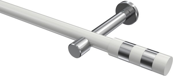Gardinenstange Metall 20 mm Ø PRESTIGE - Mavell Weiß / Chrom (ohne Ringe) 100 cm