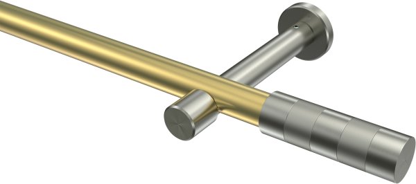 Gardinenstange Messing-Optik / Edelstahl-Optik 20 mm Ø PRESTIGE - Mavell (ohne Ringe) 100 cm