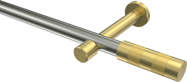 Gardinenstange Edelstahl-Optik / Messing-Optik 20 mm Ø PRESTIGE - Mavell (ohne Ringe) 100 cm