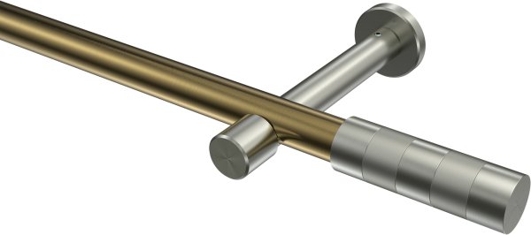 Gardinenstange Metall 20 mm Ø PRESTIGE - Mavell Messing Antik / Edelstahl-Optik (ohne Ringe) 100 cm