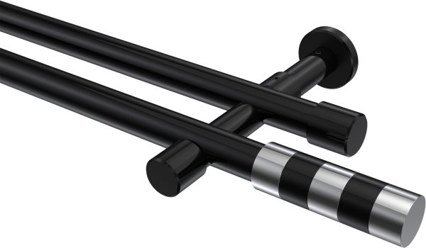 Gardinenstange Metall 20 mm Ø 2-läufig PRESTIGE - Mavell Schwarz (ohne Ringe) 100 cm