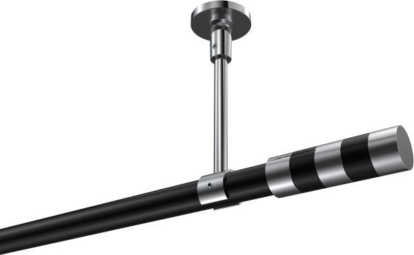 Gardinenstange Metall 20 mm Ø SONETTE - Mavell Schwarz / Chrom (ohne Ringe) 100 cm