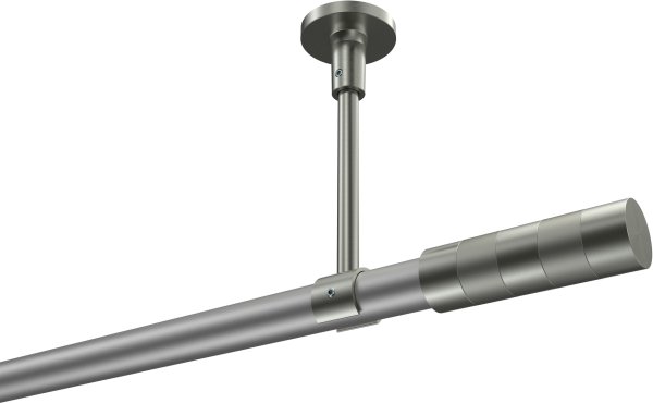 Gardinenstange Metall 20 mm Ø SONETTE - Mavell Silbergrau / Edelstahl-Optik (ohne Ringe) 420 cm (3 x 140 cm)
