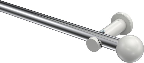 Gardinenstange Metall 20 mm Ø PLATON - Luino Chrom / Weiß (ohne Ringe) 100 cm