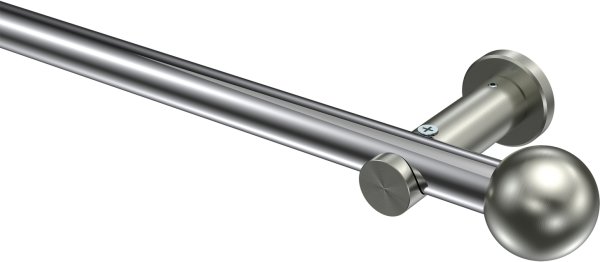 Gardinenstange Metall 20 mm Ø PLATON - Luino Chrom / Edelstahl-Optik (ohne Ringe) 100 cm