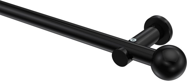 Gardinenstange Metall 20 mm Ø PLATON - Luino Schwarz (ohne Ringe) 100 cm