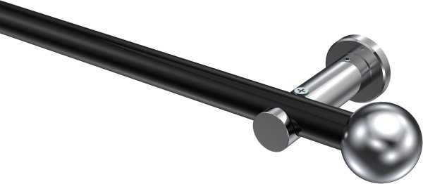 Gardinenstange Metall 20 mm Ø PLATON - Luino Schwarz / Chrom (ohne Ringe) 100 cm