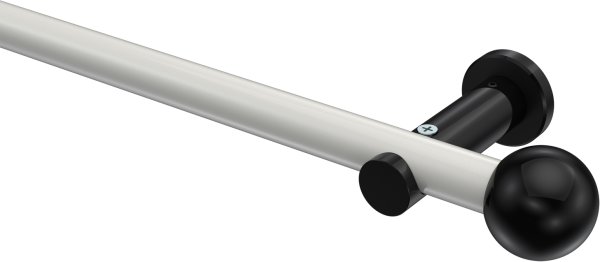 Gardinenstange Metall 20 mm Ø PLATON - Luino Weiß / Schwarz (ohne Ringe) 100 cm