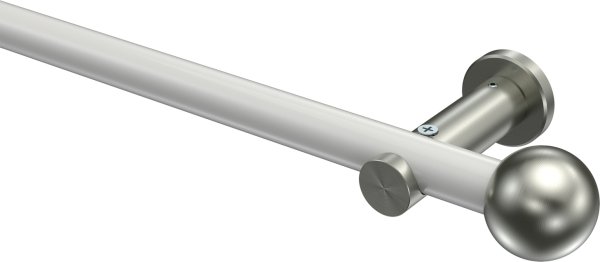 Gardinenstange Metall 20 mm Ø PLATON - Luino Weiß / Edelstahl-Optik (ohne Ringe) 100 cm