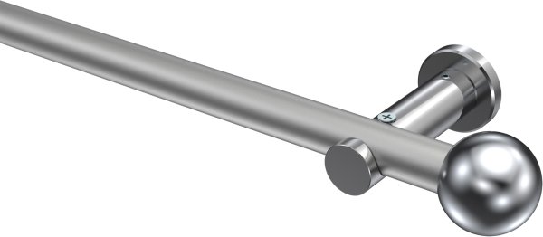 Gardinenstange Metall 20 mm Ø PLATON - Luino Silbergrau / Chrom (ohne Ringe) 100 cm