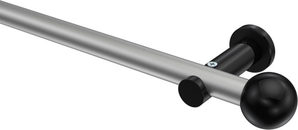 Gardinenstange Metall 20 mm Ø PLATON - Luino Silbergrau / Schwarz (ohne Ringe) 100 cm