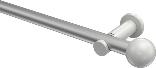 Gardinenstange Metall 20 mm Ø PLATON - Luino Silbergrau / Weiß (ohne Ringe) 100 cm