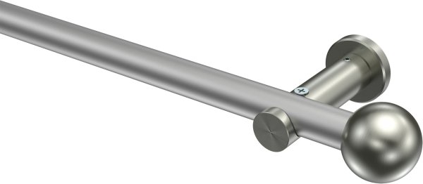 Gardinenstange Metall 20 mm Ø PLATON - Luino Silbergrau / Edelstahl-Optik (ohne Ringe) 100 cm