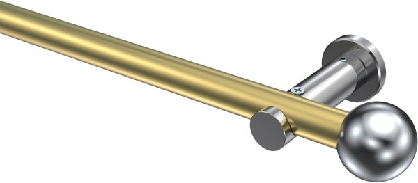 Gardinenstange Metall 20 mm Ø PLATON - Luino Messing-Optik / Chrom (ohne Ringe) 100 cm