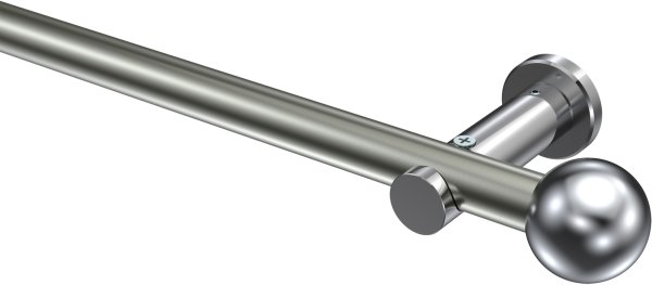 Gardinenstange Metall 20 mm Ø PLATON - Luino Edelstahl-Optik / Chrom (ohne Ringe) 100 cm