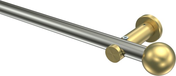 Gardinenstange Edelstahl-Optik / Messing-Optik 20 mm Ø PLATON - Luino (ohne Ringe) 100 cm