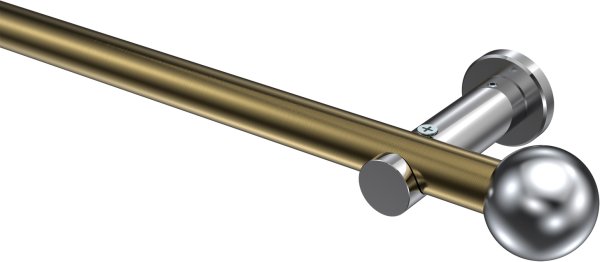 Gardinenstange Metall 20 mm Ø PLATON - Luino Messing Antik / Chrom (ohne Ringe) 100 cm