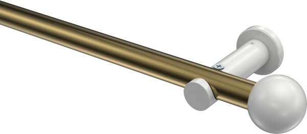 Gardinenstange Metall 20 mm Ø PLATON - Luino Messing Antik / Weiß (ohne Ringe) 100 cm