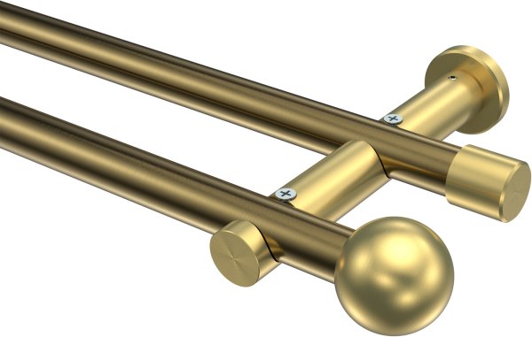 Gardinenstange Metall 20 mm Ø 2-läufig PLATON - Luino Messing Antik / Messing-Optik (ohne Ringe) 100 cm