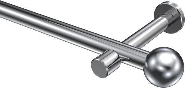 Gardinenstange Metall 20 mm Ø PRESTIGE - Luino Chrom (ohne Ringe) 100 cm