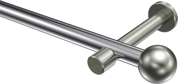 Gardinenstange Metall 20 mm Ø PRESTIGE - Luino Chrom / Edelstahl-Optik (ohne Ringe) 100 cm