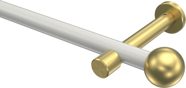 Gardinenstange Metall 20 mm Ø PRESTIGE - Luino Weiß / Messing-Optik (ohne Ringe) 100 cm