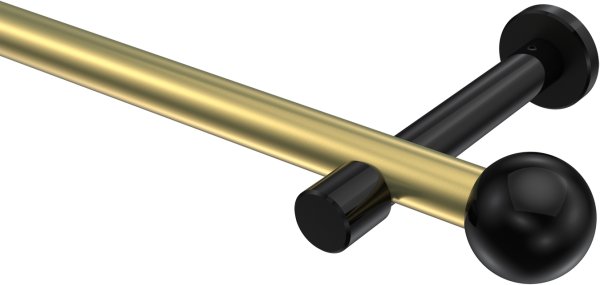 Gardinenstange Metall 20 mm Ø PRESTIGE - Luino Messing-Optik / Schwarz (ohne Ringe) 100 cm