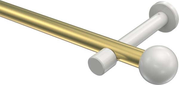 Gardinenstange Metall 20 mm Ø PRESTIGE - Luino Messing-Optik / Weiß (ohne Ringe) 100 cm