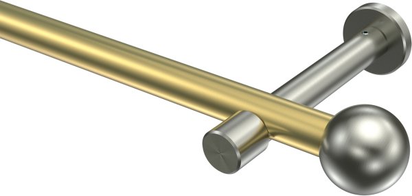 Gardinenstange Messing-Optik / Edelstahl-Optik 20 mm Ø PRESTIGE - Luino (ohne Ringe) 100 cm