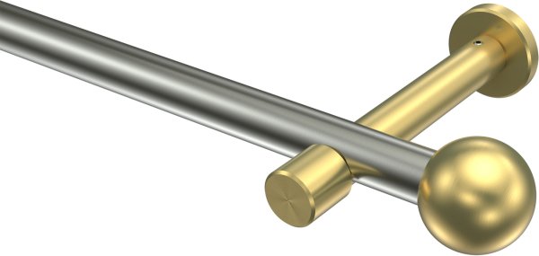 Gardinenstange Edelstahl-Optik / Messing-Optik 20 mm Ø PRESTIGE - Luino (ohne Ringe) 100 cm