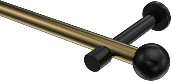 Gardinenstange Metall 20 mm Ø PRESTIGE - Luino Messing Antik / Schwarz (ohne Ringe) 100 cm