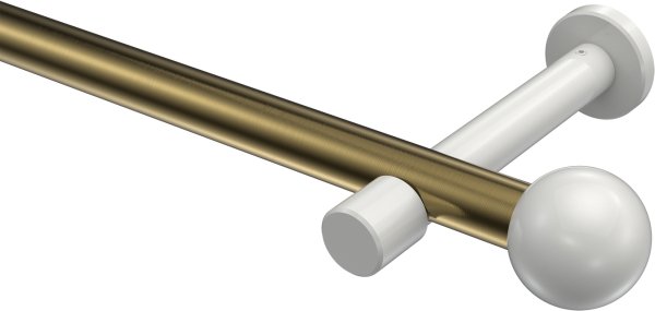 Gardinenstange Metall 20 mm Ø PRESTIGE - Luino Messing Antik / Weiß (ohne Ringe) 100 cm