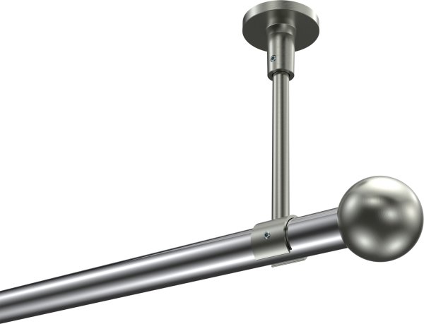 Gardinenstange Metall 20 mm Ø SONETTE - Luino Chrom / Edelstahl-Optik (ohne Ringe) 420 cm (3 x 140 cm)
