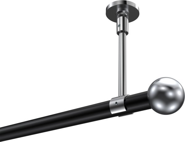 Gardinenstange Metall 20 mm Ø SONETTE - Luino Schwarz / Chrom (ohne Ringe) 420 cm (3 x 140 cm)