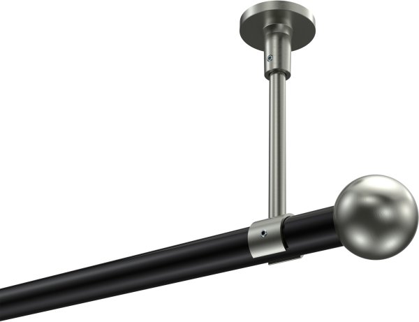 Gardinenstange Metall 20 mm Ø SONETTE - Luino Schwarz / Edelstahl-Optik (ohne Ringe) 100 cm