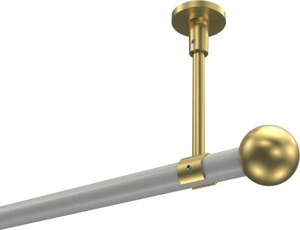 Gardinenstange Metall 20 mm Ø SONETTE - Luino Weiß / Messing-Optik (ohne Ringe) 100 cm