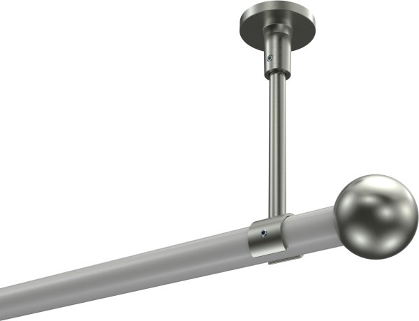 Gardinenstange Metall 20 mm Ø SONETTE - Luino Weiß / Edelstahl-Optik (ohne Ringe) 420 cm (3 x 140 cm)