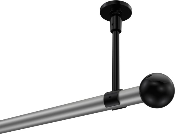 Gardinenstange Metall 20 mm Ø SONETTE - Luino Silbergrau / Schwarz (ohne Ringe) 420 cm (3 x 140 cm)