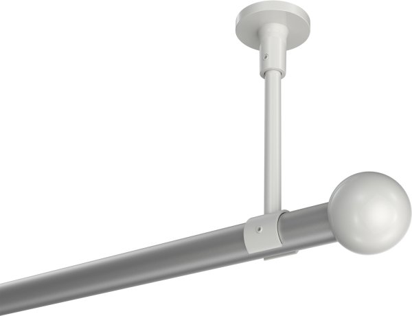 Gardinenstange Metall 20 mm Ø SONETTE - Luino Silbergrau / Weiß (ohne Ringe) 420 cm (3 x 140 cm)