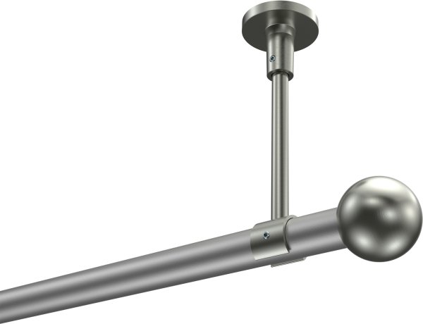 Gardinenstange Metall 20 mm Ø SONETTE - Luino Silbergrau / Edelstahl-Optik (ohne Ringe) 420 cm (3 x 140 cm)