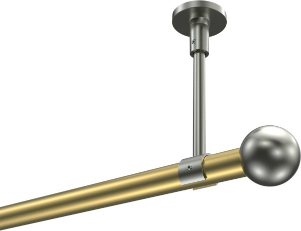 Gardinenstange Messing-Optik / Edelstahl-Optik 20 mm Ø SONETTE - Luino (ohne Ringe) 100 cm