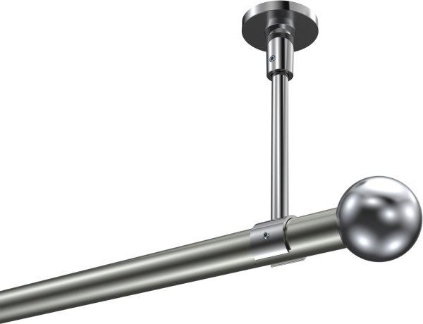 Gardinenstange Metall 20 mm Ø SONETTE - Luino Edelstahl-Optik / Chrom (ohne Ringe) 420 cm (3 x 140 cm)