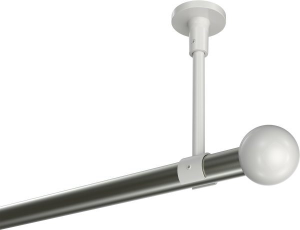 Gardinenstange Metall 20 mm Ø SONETTE - Luino Edelstahl-Optik / Weiß (ohne Ringe) 420 cm (3 x 140 cm)