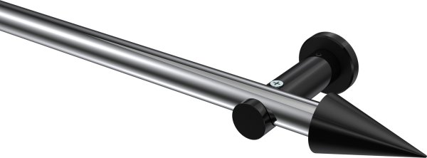 Gardinenstange Metall 20 mm Ø PLATON - Savio Chrom / Schwarz (ohne Ringe) 100 cm