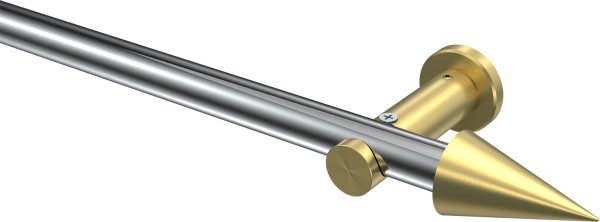 Gardinenstange Metall 20 mm Ø PLATON - Savio Chrom / Messing-Optik (ohne Ringe) 100 cm