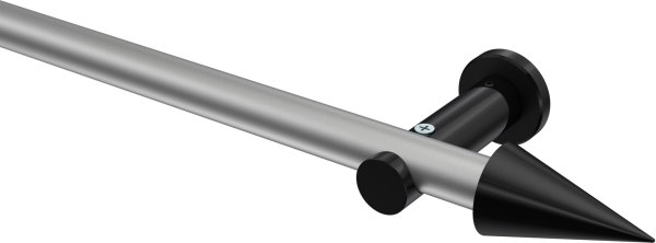 Gardinenstange Metall 20 mm Ø PLATON - Savio Silbergrau / Schwarz (ohne Ringe) 100 cm