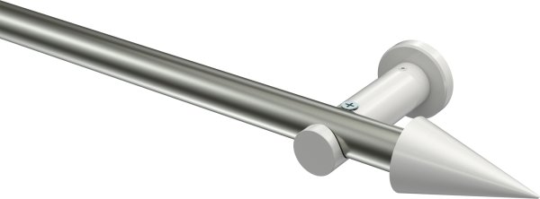 Gardinenstange Metall 20 mm Ø PLATON - Savio Edelstahl-Optik / Weiß (ohne Ringe) 100 cm